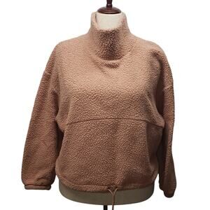 Old Navy Peach Fleece Pullover M+ Cozy Sherpa Turtleneck Soft Winter Cozy Layer